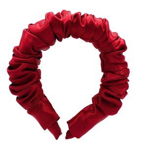 Ruched Headband, Burgundy Red Satin Headband